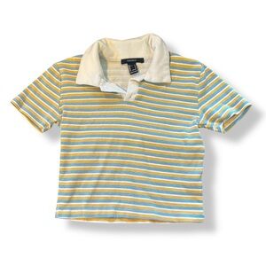 [Forever 21] Yellow and Blue Polo Crop Top